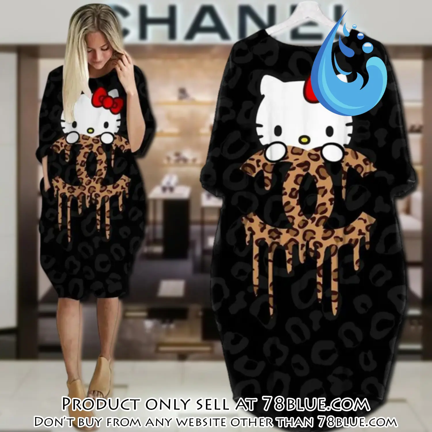 Chanel hello kitty batwing pocket dress luxury brand for women pd077 78b1012515